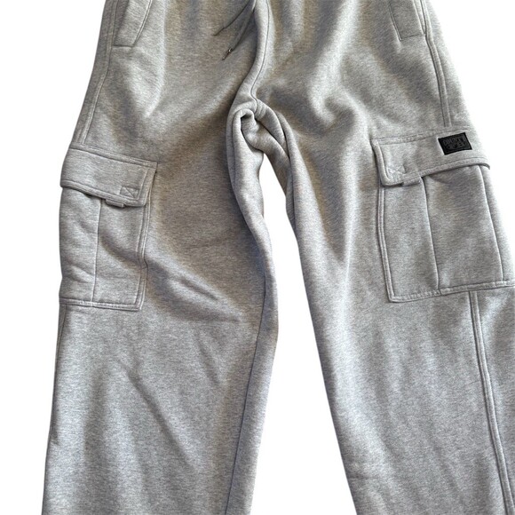 FB County Cargo Sweatpants Mens L Heather Gray Heavyweight Fleece Baggy - Picture 3 of 9